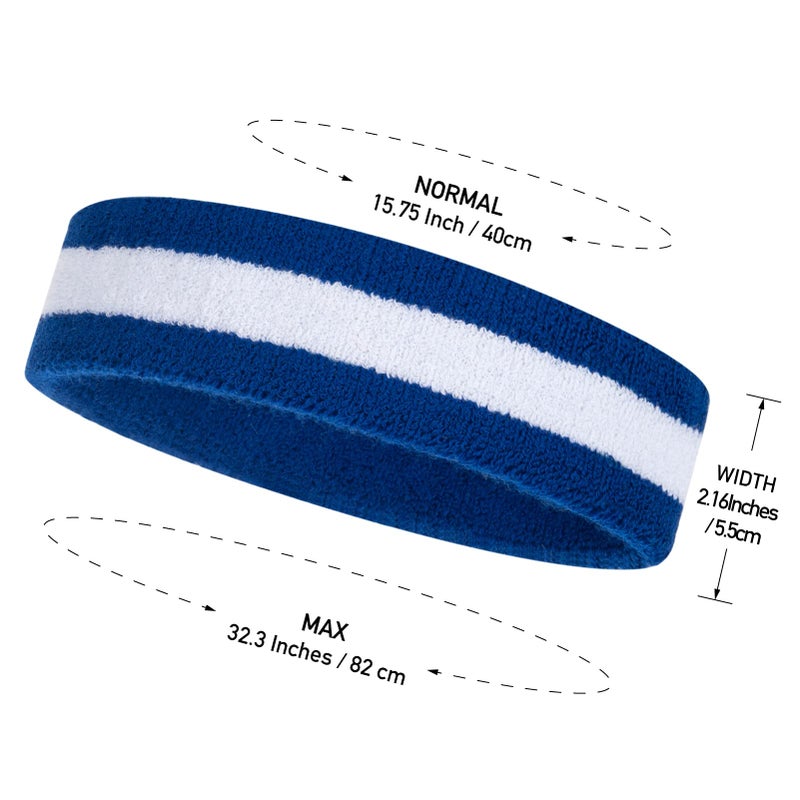 ONUPGO Sweatband Headbands for Men & Women -12PCS Sports Headbands Moisture Wicking Athletic Cotton Terry Cloth Head Band 7.88" x 2.16" - Image 3